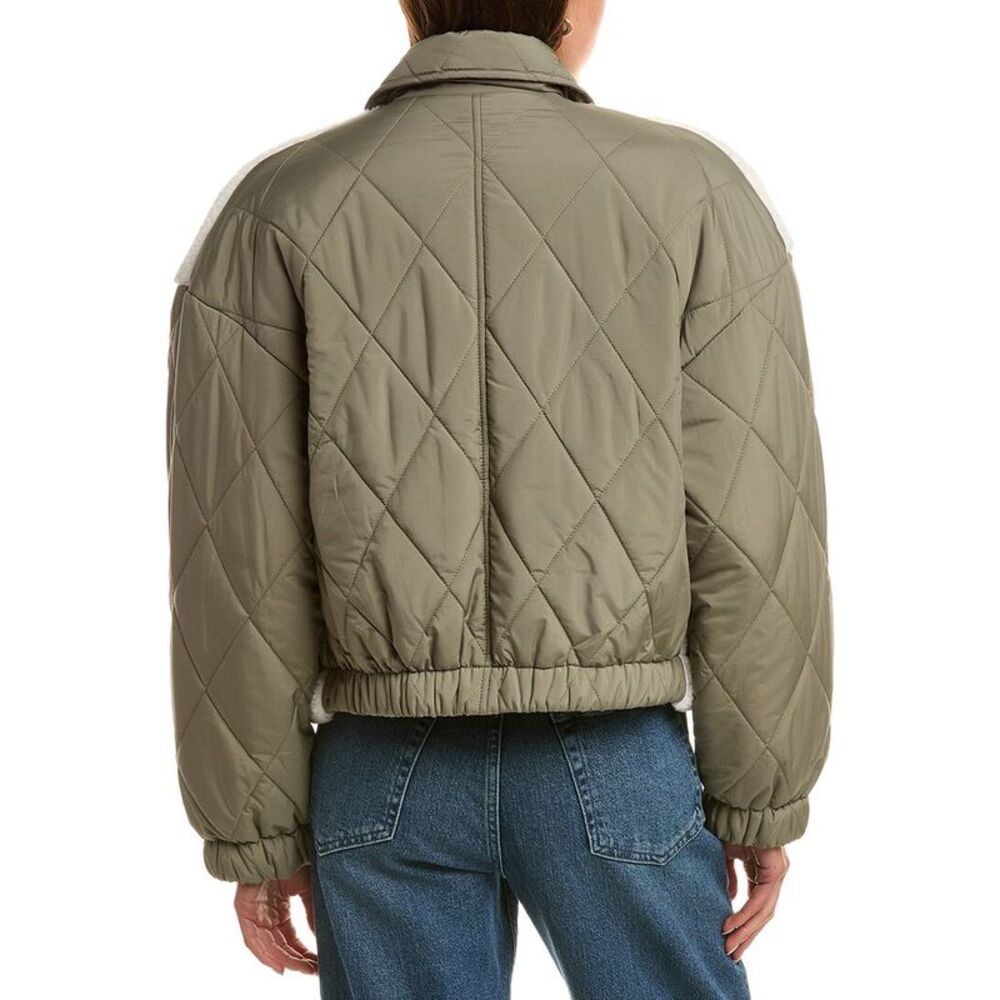 Lamarque Womens Peyton Mixed Media Bomber Jacket - Picture 2 of 3